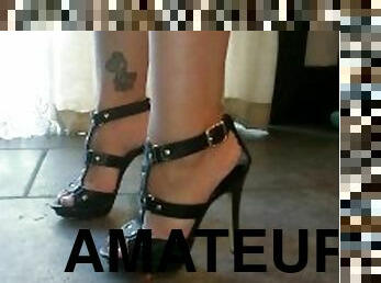 amateur, pieds, fétiche, solo, talons-hauts