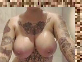 Inked Ginger Shower Dildo play with Golden Shower ending