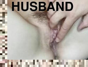Husband makes me cum with a toy