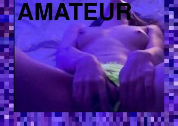 masturbaatio, orgasmi, pillu-pussy, amatööri, lelu, pikkuhousut, kiimainen, tiukka, dildo, soolo