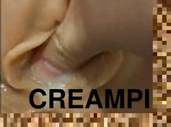 amatör, brudar, tonåring, creampie, par, pov, första-gången, ung18, sprut, blond