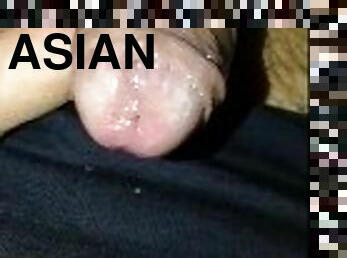 asiatique, masturbation, serrée, solo, bite