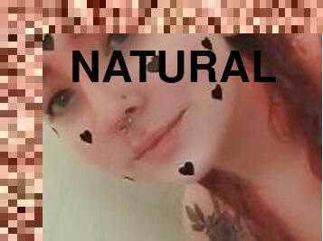 Big Natural Tit Tattooed Redhead Smoking in the Shower
