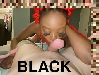 Ghetto black teen babysitter sucking my dick