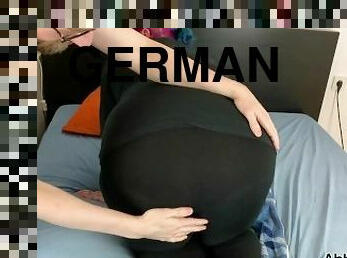 German Goth BBW Abby Strange: pulling leggings down, fucking and creampie