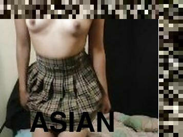 asiático, masturbación, coño-pussy, colegiala-schoolgirl, amateur, babes, adolescente, juguete, pequeñita, a-solas