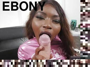 Kinky Ebony Gives The Cameraman A Deep Blowjob