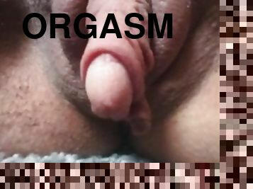 Jerking off my huge clit hard