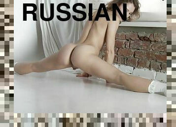 chatte-pussy, russe, babes, solo, rasé, flexible, petits-seins