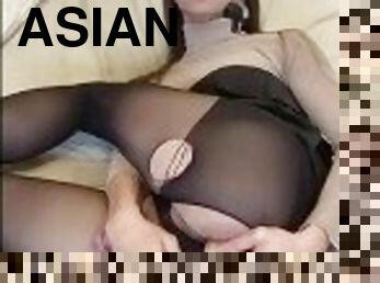 asiatisk, onani, strømpebukser, transvestit, udløsning, teenager, ladyboy, afrivning, sperm, liderlig