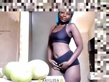 African fat ass girl, doing it in the kitchen