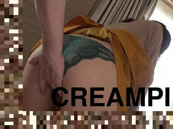 asiatisk, gravid, amatör, japansk, creampie