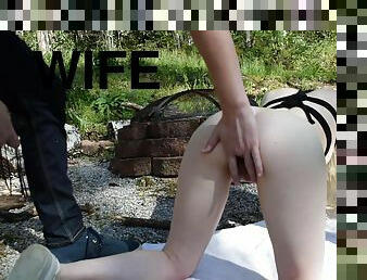 Whipping My Bound Wife Outdoors Before I Fuck Her