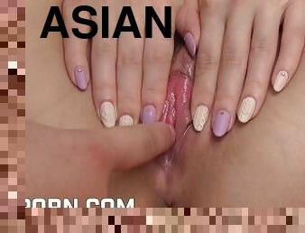 asiatique, chatte-pussy, jouet, japonais, ejaculation-interne