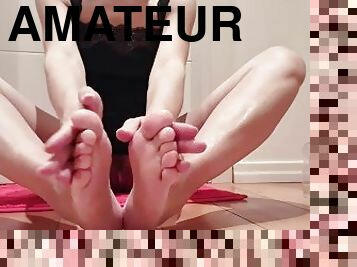 masturbation, amateur, pieds, ejaculation, solo