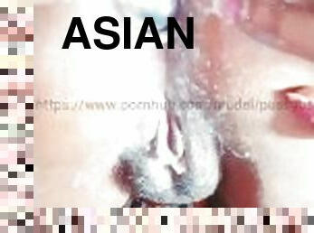 asiático, anal, dedos, sozinho