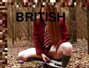 British 18 Year Old in School Uniform Pissing Outdoors Using A SheWee