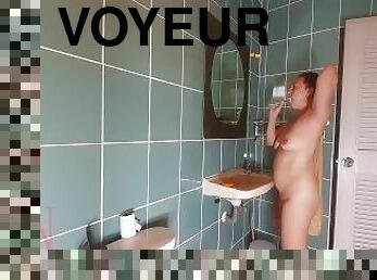 baden, zofe, kam, voyeur, höschen, dusche