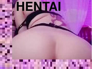 hentai girl satisfies herself with okami dildo