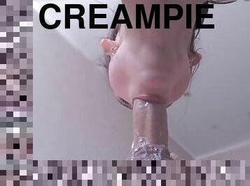 amatør, pikslikkeri, creampie, par, sperm, oral, pik, suttende