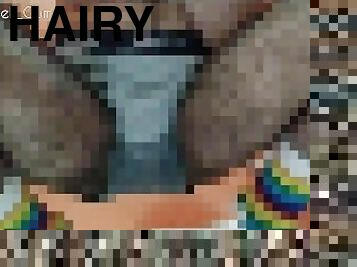 hairy ftm trans boy wetting his grey boxers - preview