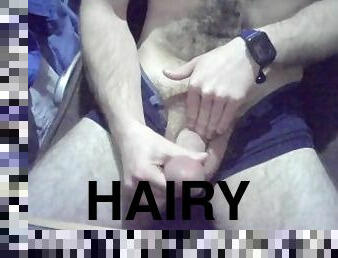 Hairy man masturbation