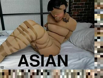 asiatique, collants, bdsm, bas, fétiche, bondage, brunette
