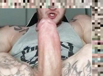 Muscle Alpha Hunk jerking off eight inch big cock
