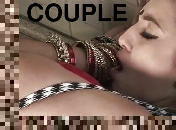 indien, couple, tante, brunette