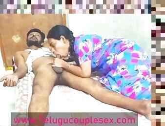 Telugu Couple Nitya Bhabhi Giving Her Skinny Stud Husband Blowjob In Indian Desi Style