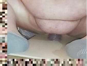 Ssbbw rides dildo..loud smacking fat pussy and fupa