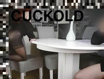 hlačne-nogavice, žena, amaterski, par, sužnja, cuckold, gospodična, femdom