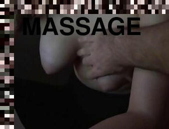 Topless Teen Schoolgirl doing Homework gets her Tits Massaged