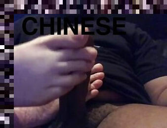 asiatisk, amatör, cumshot, gigantisk-kuk, blandade-raser, massage, fötter, sprut, naturlig, kinesisk