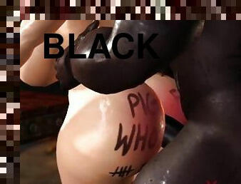 Blonde anal whore can't get enough black cock up her big booty hole