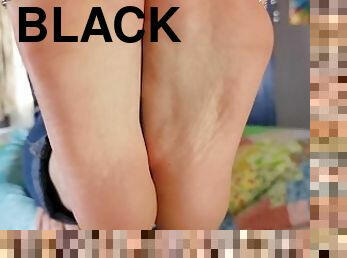 hitam, kaki, sudut-pandang, fetish-benda-yang-dapat-meningkatkan-gairah-sex, menggoda, jari-kaki