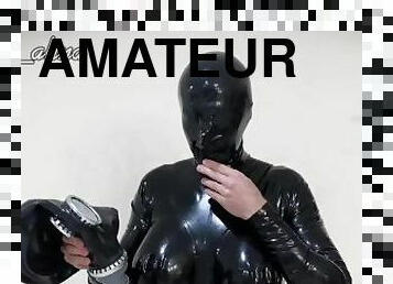 amateur, fétiche, latex, solo, masque