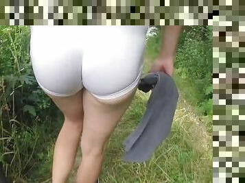 masturbation, en-plein-air, public, transsexuelle, amateur, anal, culotte, fétiche, solo, forêt