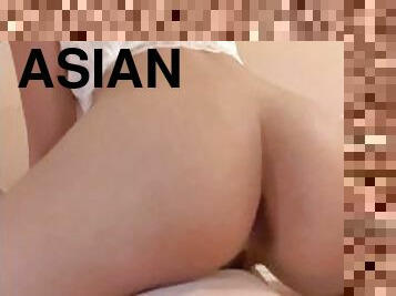 horny asian teen humps her favorite pillow... wishing it was your face instead