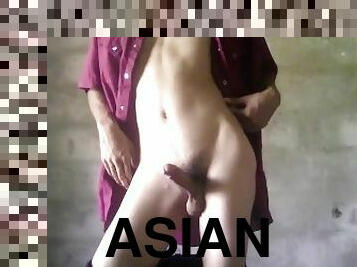 asiatique, amateur, énorme-bite, ados, gay, branlette, thaï, solo, minet, bite