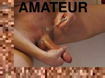 masturbation, amatör, cumshot, juckande, första-gången, ensam, rakad