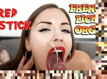 RED LIPSTICK FRENULUM LICKING ORGASM - ImMeganLive