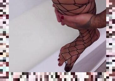 Pantyhose Nylon Milk Bath video trailer with FetDungeon's Mizz. Honey Temper The Goddess of Fetish!