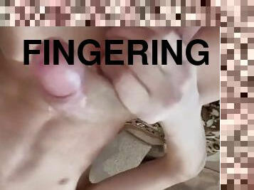 The schoolboy juicy fucked himself with his fingers and finished on himself with a fountain of sperm