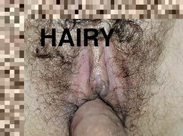 Close up hairy pussy creampie in BELLABUSH full bush big dick creampie