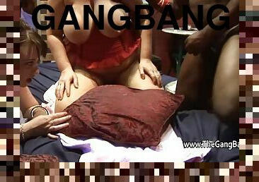 Old fat blonde and brunette teen gangbang party