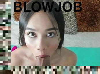 Beautiful 18 years old sucks dick like an expert, POV Blowjob