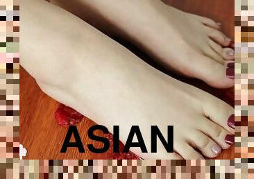 asiatic, amatori, jet-de-sperma, japoneza, picioare, sperma, perfect, fetish, chinezoaica, corean