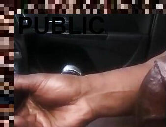 masturbation, public, ejaculation-sur-le-corps, énorme-bite, gay, black, voiture, secousses, solo, exhibitionniste