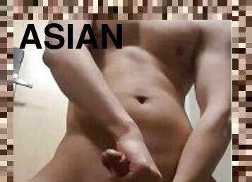 Collared Collage Asian Twink Stripteases and Cums for the Camera